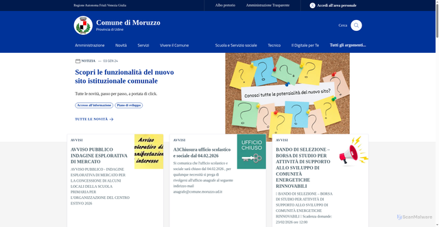 Security scan screenshot of https://www.comune.moruzzo.ud.it/