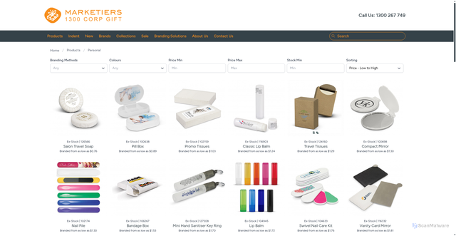 Security scan screenshot of https://marketiersonline.com.au/category/personal