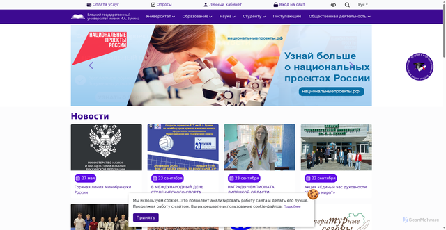 Security scan screenshot of https://elsu.ru