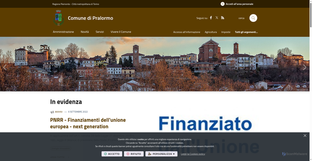 Security scan screenshot of https://www.comune.pralormo.to.it/it-it/home