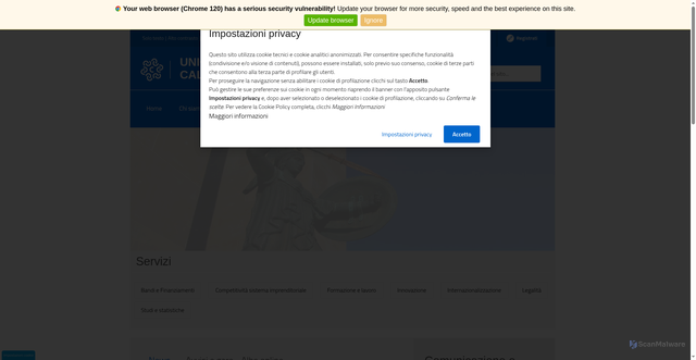 Security scan screenshot of https://www.uc-cal.camcom.gov.it/