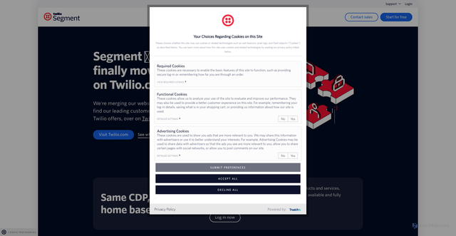 Security scan screenshot of https://segment.io