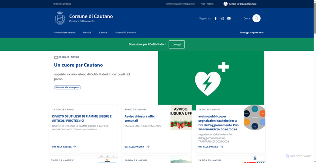 Security scan screenshot of https://comune.cautano.bn.it/