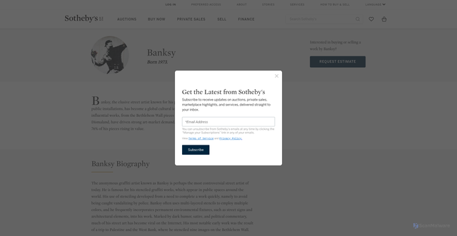 Security scan screenshot of https://www.sothebys.com/en/artists/banksy