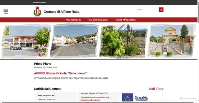 Security scan screenshot of https://www.comune.alfianonatta.al.it/