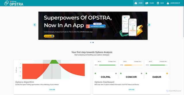 Security scan screenshot of https://opstra.definedge.com