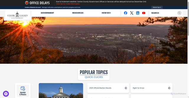 Security scan screenshot of https://centrecountypa.gov/