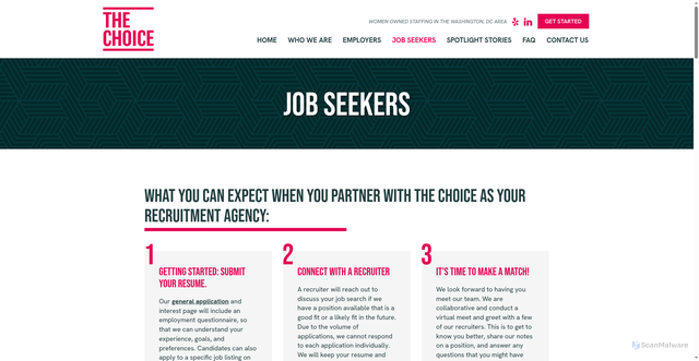 Security scan screenshot of https://thechoiceinc.com/job-seekers/