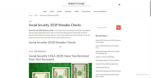 Security scan screenshot of https://robertkleighc.pages.dev/ynsuf-social-security-2025-stimulus-checks-3-cmunb/