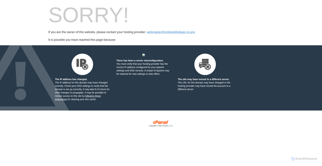 Security scan screenshot of http://cobleskillvillage-ny.gov/