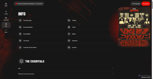 Security scan screenshot of https://www.readingfestival.com/info
