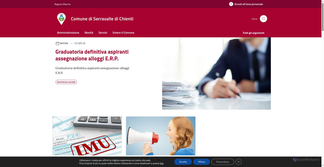 Security scan screenshot of https://www.comune.serravalledichienti.mc.it/