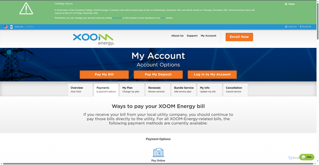 Security scan screenshot of https://xoomenergy.com/en/pay-my-bill