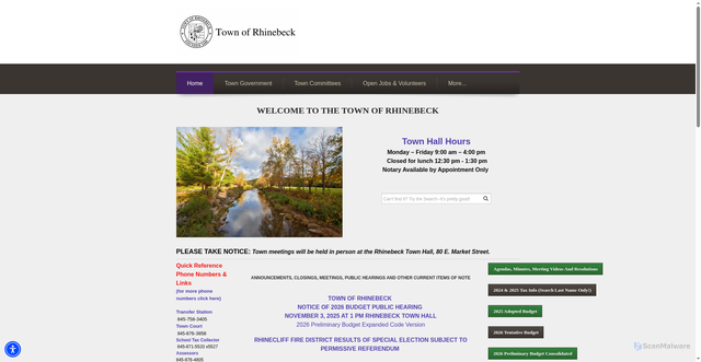 Security scan screenshot of https://www.rhinebeckny.gov/