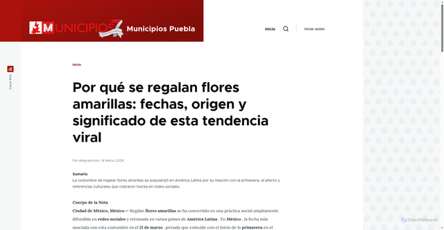 Security scan screenshot of https://nm25.municipiospuebla.mx/virales/por-que-se-regalan-flores-amarillas-fechas-origen-y-significado-de-esta-tendencia-viral