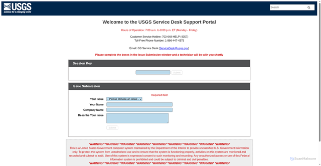 Security scan screenshot of https://itsupport.usgs.gov