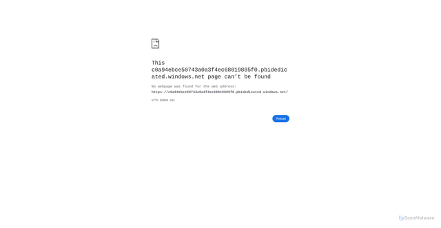 Security scan screenshot of https://c0a94ebce50743a0a3f4ec68019885f0.pbidedicated.windows.net