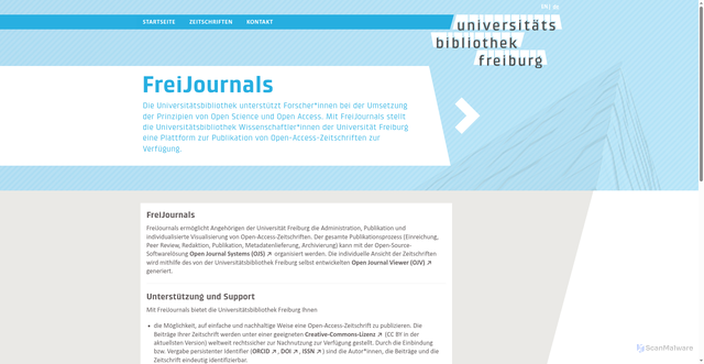 Security scan screenshot of https://freijournals.ub.uni-freiburg.de