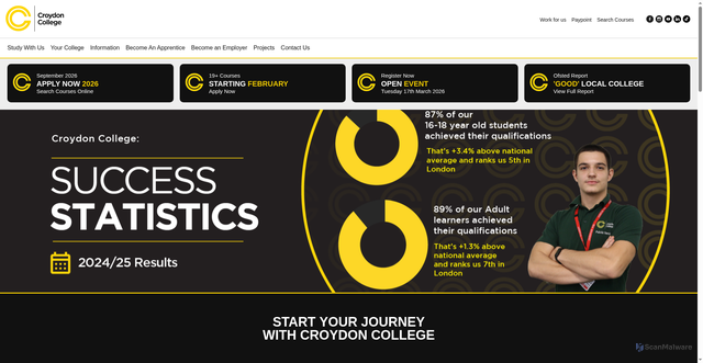 Security scan screenshot of http://croydon.ac.uk/