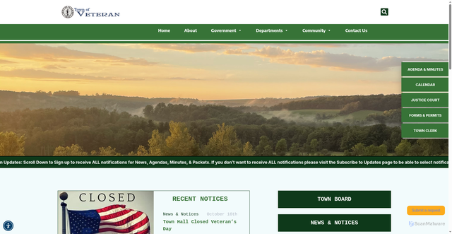 Security scan screenshot of https://townofveteranny.gov/