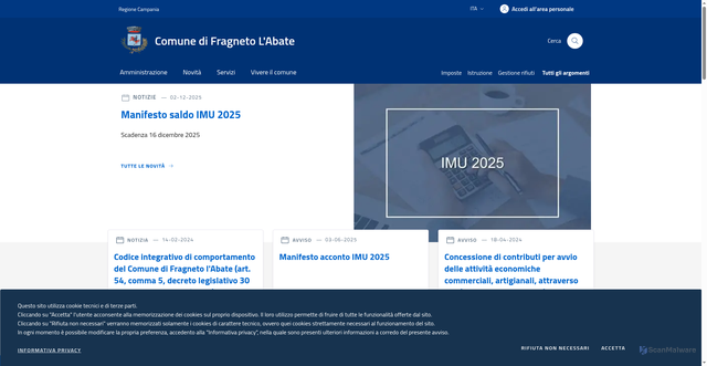 Security scan screenshot of https://www.comune.fragnetolabate.bn.it/