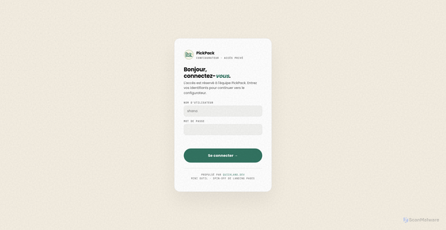 Security scan screenshot of https://quickland.dev/pickpack/app/index.html