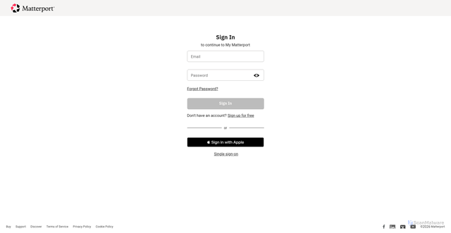 Security scan screenshot of https://my.matterport.com