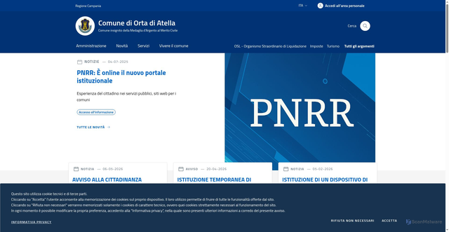 Security scan screenshot of https://www.comune.ortadiatella.ce.it