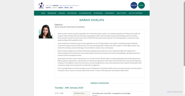 Security scan screenshot of https://hoftel-conferences.com/giohis2018/delegates/sarah-khalifa