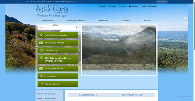 Security scan screenshot of https://russellcountyva.gov/