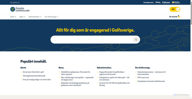 Security scan screenshot of https://klubb.golf.se/?utm_source=newsletter&utm_medium=email&utm_campaign=Dormy_Open___summering_efter_t_vling_v_36__2026_&dt_id=fcd58f97-538d-4232-8bec-ce92f0c0cceb