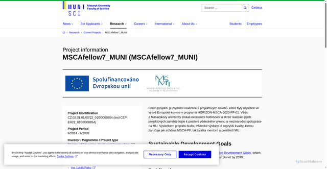 Security scan screenshot of http://www.sci.muni.cz/en/research/current-projects/72428