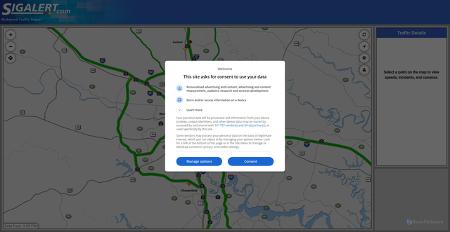 Security scan screenshot of https://www.sigalert.com/Map.asp?region=Richmond