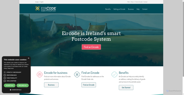 Security scan screenshot of https://eircode.ie