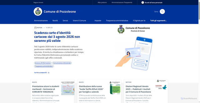Security scan screenshot of https://www.comune.pozzoleone.vi.it/