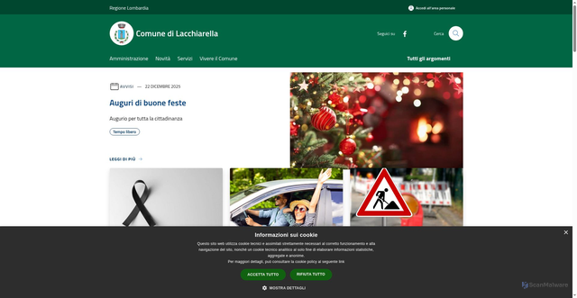 Security scan screenshot of https://www.comune.lacchiarella.mi.it/it