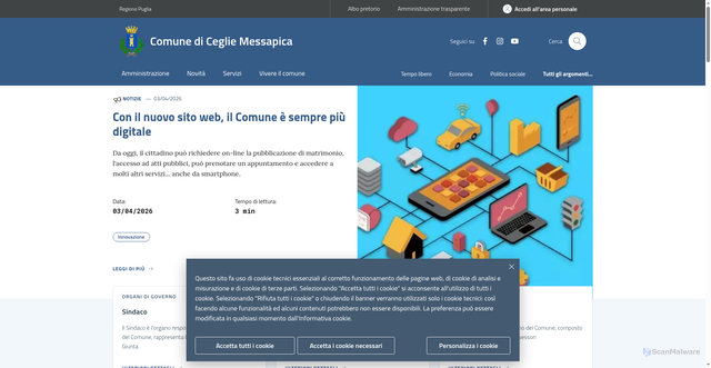 Security scan screenshot of https://www.comune.ceglie-messapica.br.it/