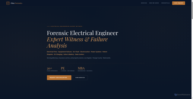 Security scan screenshot of https://ohmforensics.com/