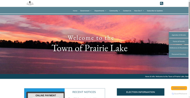 Security scan screenshot of https://townofprairielake.gov/