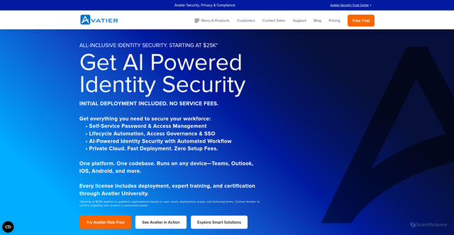 Security scan screenshot of https://avatier.com
