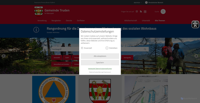 Security scan screenshot of https://www.comune.trodena.bz.it/de