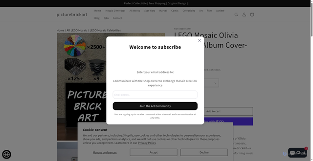 Security scan screenshot of https://picturebrickart.com/products/lego-mosaic-olivia-rodrigo-album-cover-48x48?srsltid=AfmBOoqzN_yBHlknA4rqPdikdFzAVhswtGFo_v0v0pyLhBd37HWQ_w_P