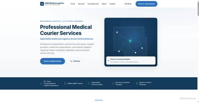 Security scan screenshot of https://mwsmedicallogistics.com/