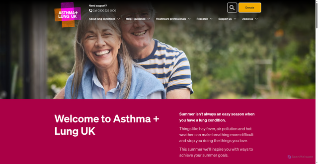 Security scan screenshot of https://www.asthmaandlung.org.uk