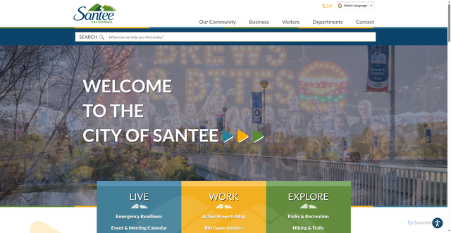 Security scan screenshot of https://www.cityofsanteeca.gov/