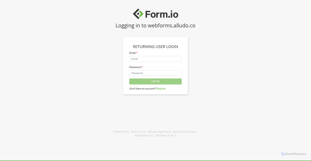 Security scan screenshot of https://webforms.alludo.co
