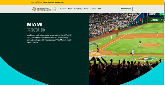 Security scan screenshot of https://sportstravelhospitality.com/worldbaseballclassicexperiences/miami/