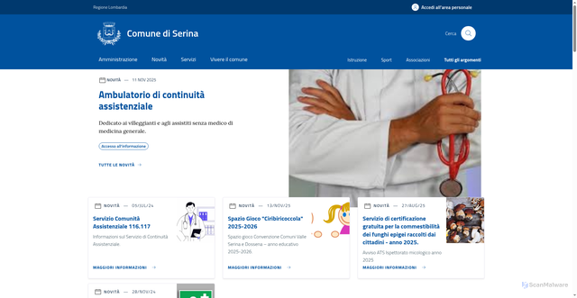 Security scan screenshot of https://www.comune.serina.bg.it/home/index.html