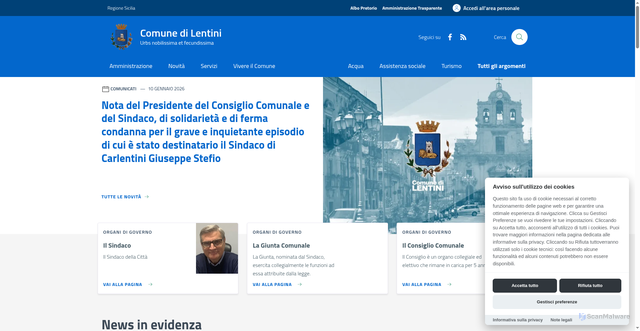 Security scan screenshot of https://www.comune.lentini.sr.it/