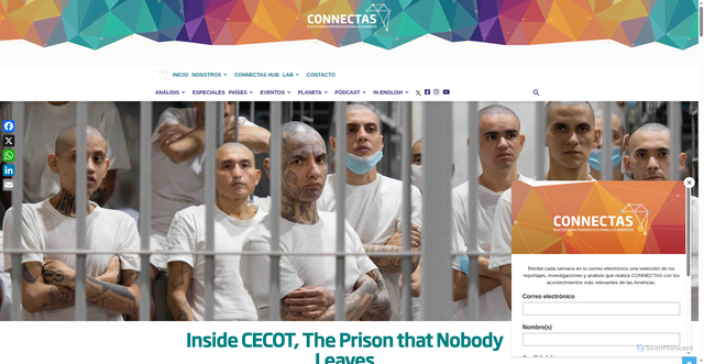 Security scan screenshot of https://www.connectas.org/inside-cecot-the-prison-that-nobody-leaves-el-salvador/